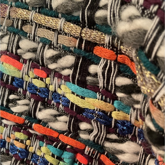 Milly Multi Colored Jacket with Black Fringe Detail and Gold Metal Roping. - Picture 10 of 14